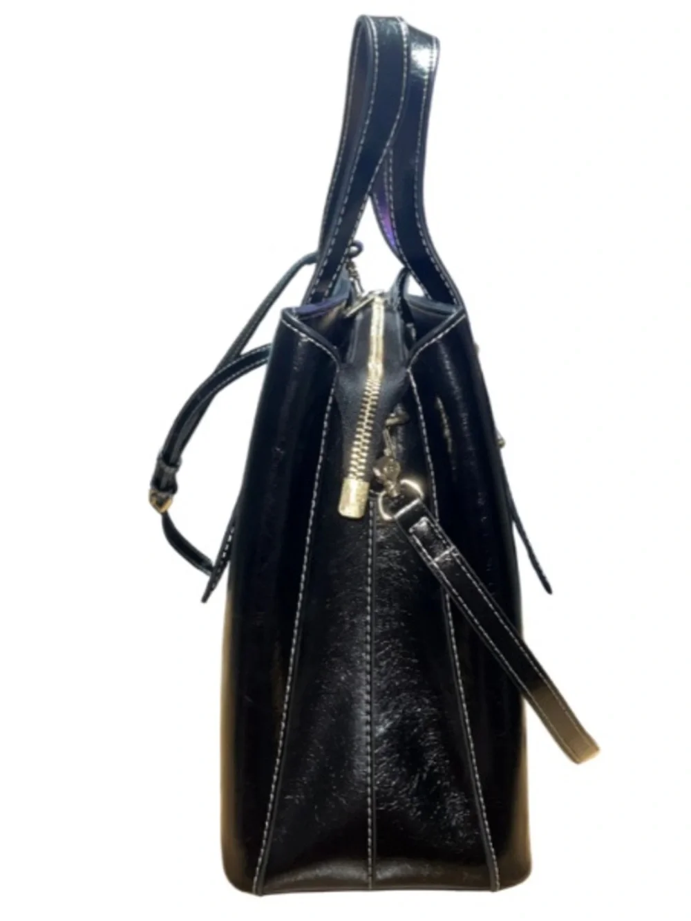 ✨LAORENTOU Black Genuine Leather Structured Satchel Crossbody Bag.- Like New✨